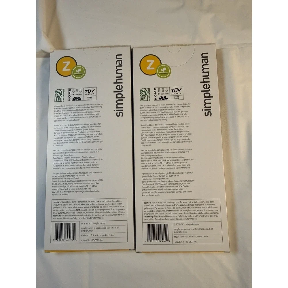 4 L/1.2 Gal. Simple Human Z Custom Fit Compostable Liner trash Bags (30-Count)